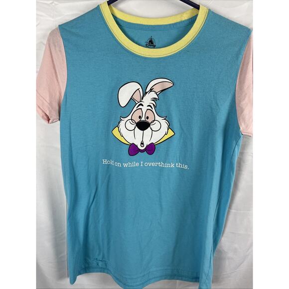 Disney Alice in Wonderland White Rabbit Graphic T-Shirt Size M - Picture 1 of 3